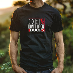 Open new door quote black red white letter T-Shirt