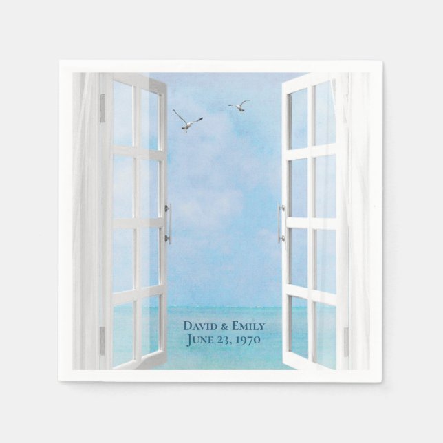 Open ocean window with seagulls napkins (Front)