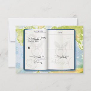 Open Passport Bar Bat Mitzvah Reply RSVP Card