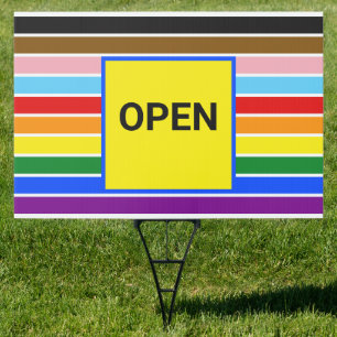 Open Pride Ally Rainbow Progress LGBT LGBTQ Sign