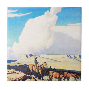“Open Range” Western Art by Maynard Dixon Ceramic Tile