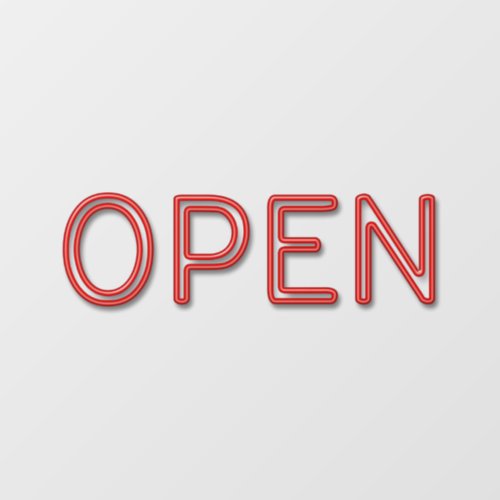 OPEN Red Neon Window Cling