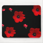 Open Red Tulips On Black Mouse Pad at Zazzle