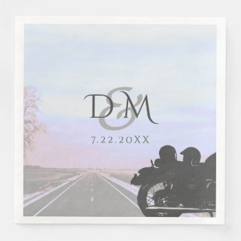 Open Road Motorcycle Wedding Reception Paper Dinner Napkins by sfcount at Zazzle