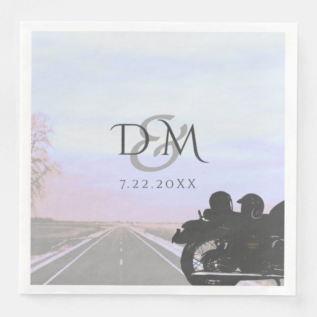 Open Road Motorcycle Wedding Reception Paper Dinner Napkins (Front)