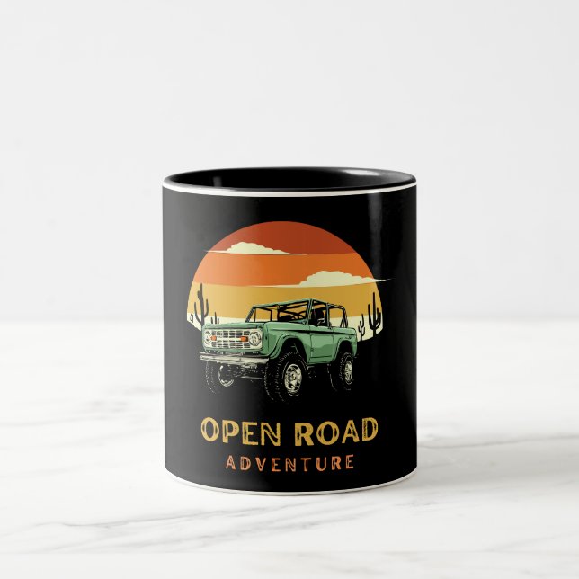 Open road retro adventure Coffee Mugs (Center)