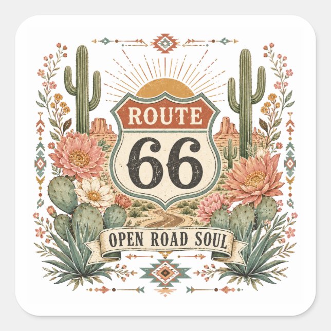 Open Road Soul Botanical Decal Square Sticker (Front)