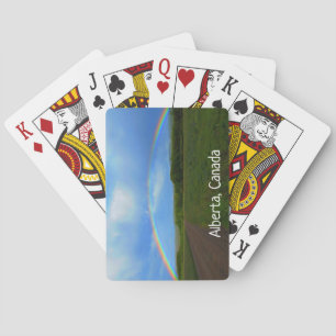Open Road Through Green Field Alberta Rainbow Poker Cards