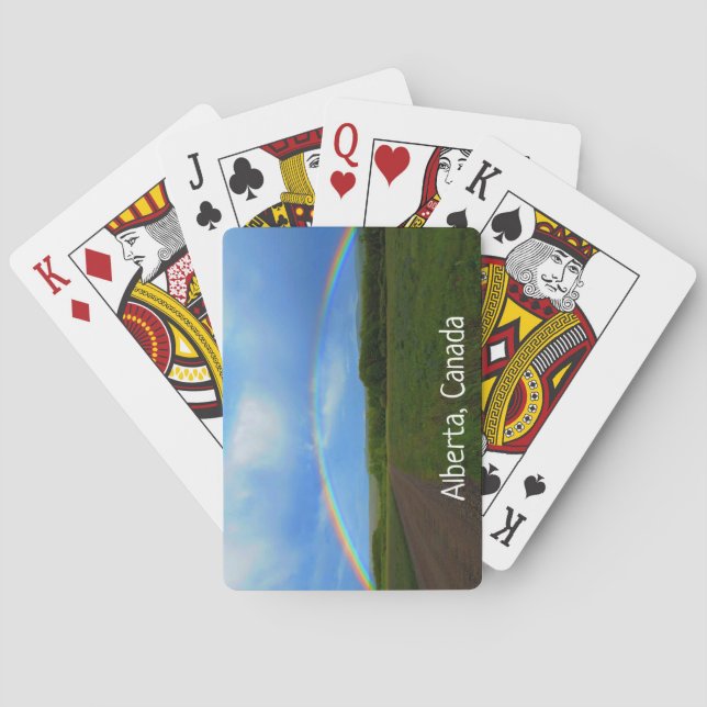 Open Road Through Green Field Alberta Rainbow Poker Cards (Back)