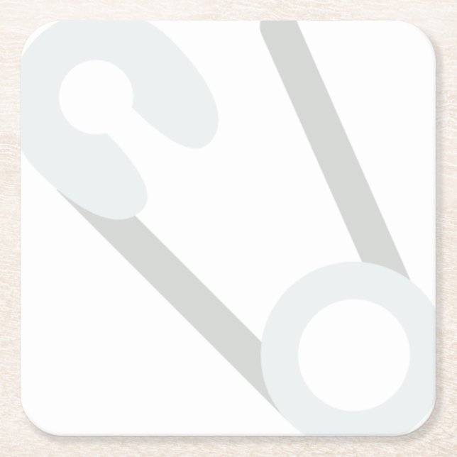 open safety pin square paper coaster (Front)