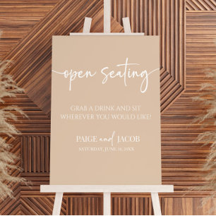 Open Seating Modern Minimalist Wedding Sign