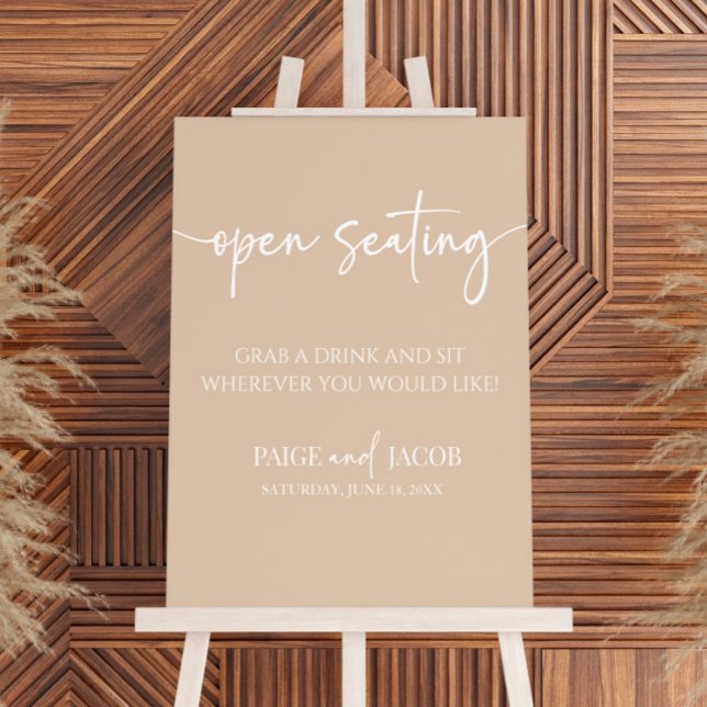 Open Seating Modern Minimalist Wedding Sign (Creator Uploaded)