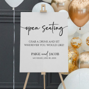 Open Seating Modern Minimalist Wedding Sign