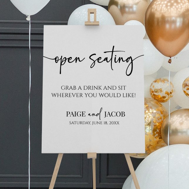 Open Seating Modern Minimalist Wedding Sign (Creator Uploaded)