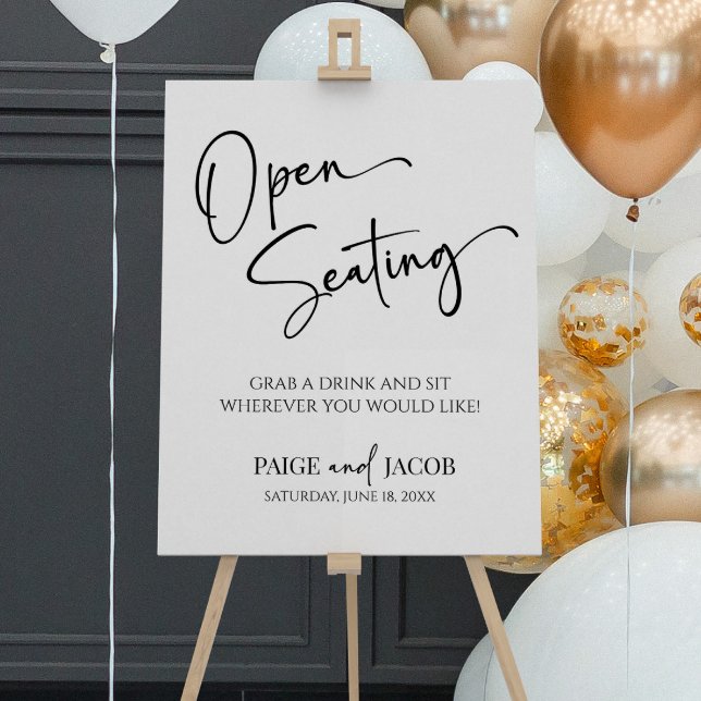 Open Seating Modern Minimalist Wedding Sign (Creator Uploaded)