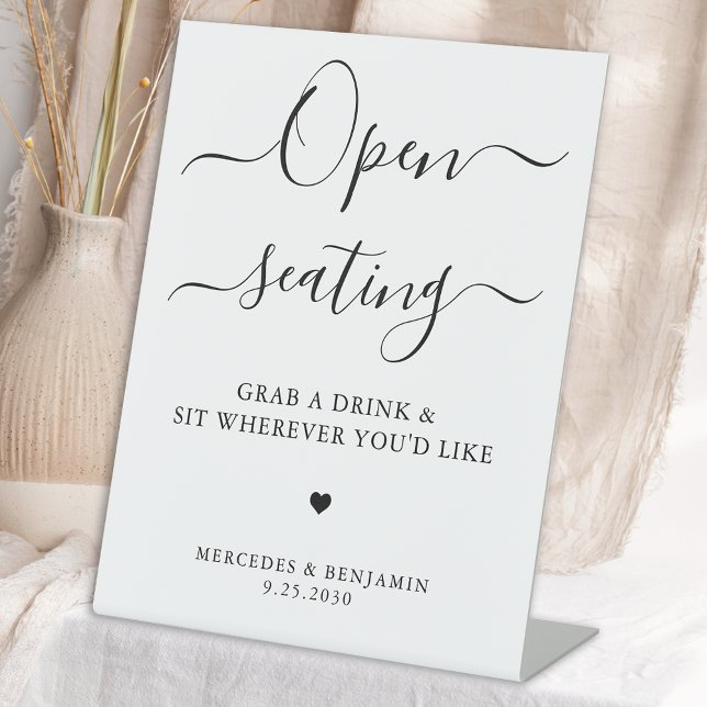 Open Seating Modern Simple Personalized Wedding  Pedestal Sign (Creator Uploaded)