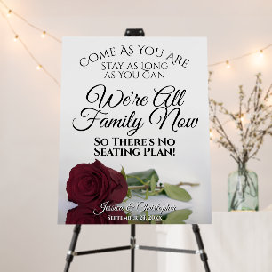 Open Seating Reflecting Burgundy Rose Wedding Foam Board