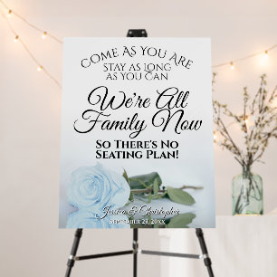 Open Seating Reflecting Dusty Blue Rose Wedding Foam Board