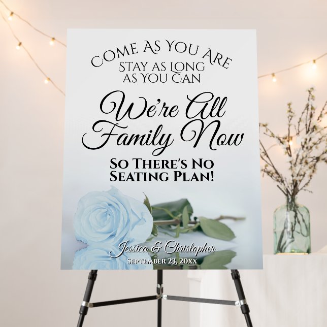 Open Seating Reflecting Dusty Blue Rose Wedding Foam Board (In Situ (Stand))