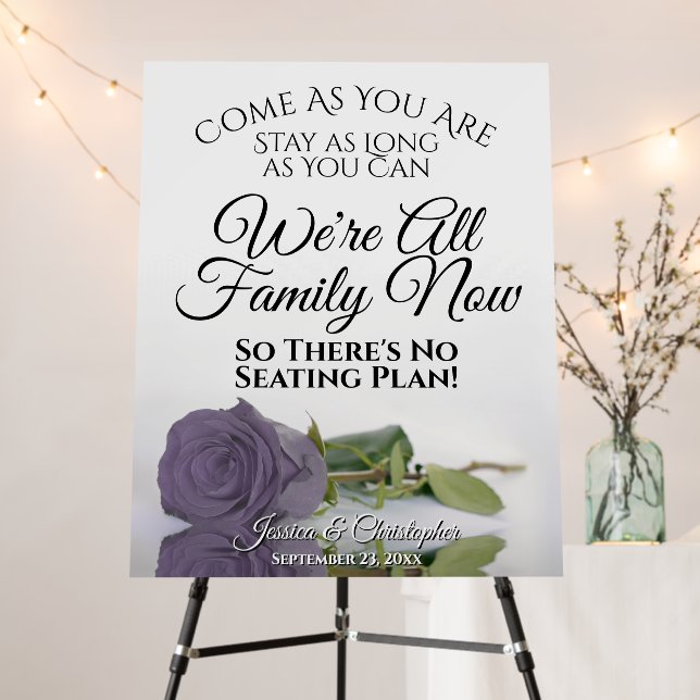 Open Seating Reflecting Dusty Purple Rose Wedding Foam Board (In Situ (Stand))