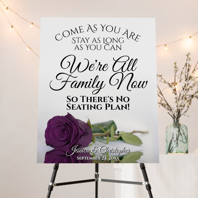 Open Seating Reflecting Plum Purple Rose Wedding Foam Board (In Situ (Stand))