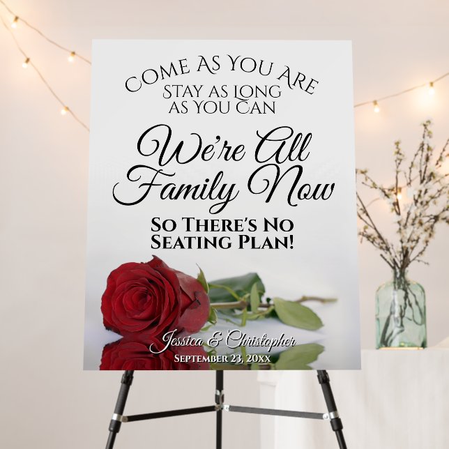 Open Seating Reflecting Red Rose Elegant Wedding Foam Board (In Situ (Stand))