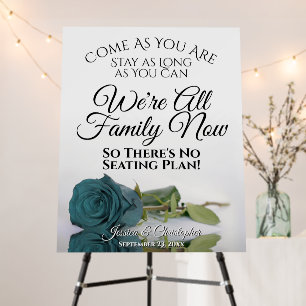 Open Seating Reflecting Teal Rose Elegant Wedding Foam Board