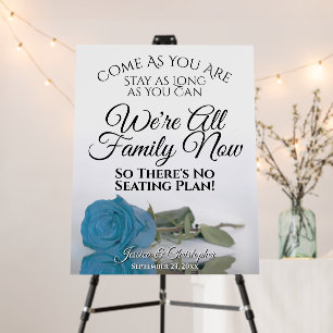 Open Seating Romantic Turquoise Blue Rose Wedding Foam Board