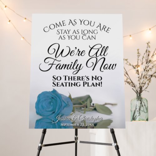 Open Seating Romantic Turquoise Blue Rose Wedding Foam Board
