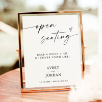 Open Seating Sign | Modern Minimalist Wedding Sign