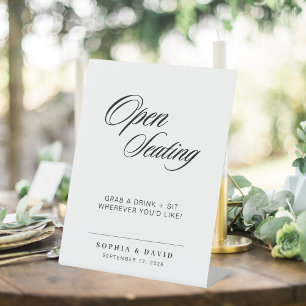 Open Seating Sign   Modern Minimalist Wedding Sign