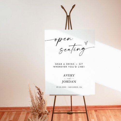 Open Seating Sign  Modern Minimalist Wedding Sign