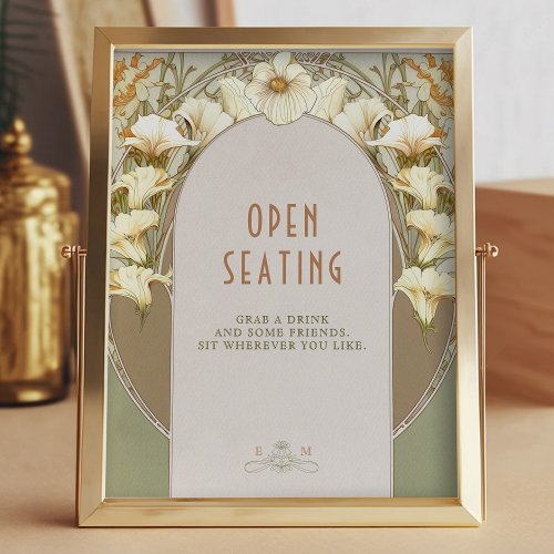 Open Seating Sign Vintage Art Nouveau by Mucha