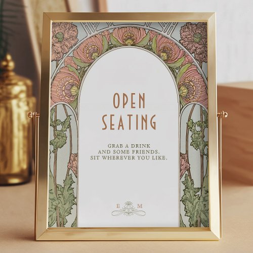 Open Seating Sign Vintage Art Nouveau by Mucha