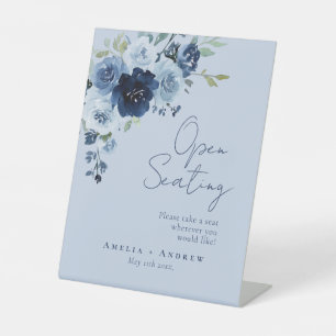 Open Seating Wedding Elegant Minimal Script Pedestal Sign