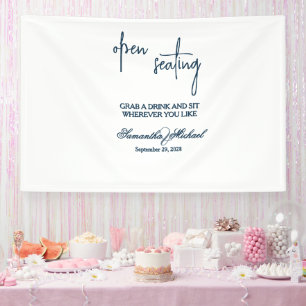 Open Seating Wedding Fabric Banner