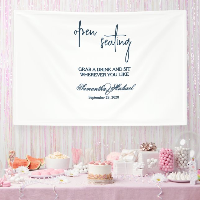 Open Seating Wedding Fabric Banner (Party)