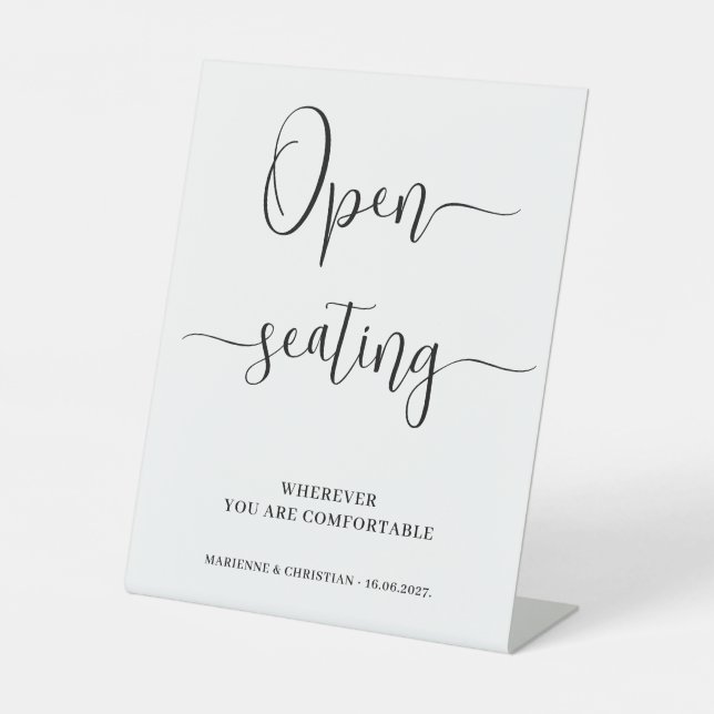 Open Seating wedding pedestal sign (Front)