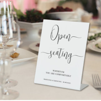 Open Seating wedding pedestal sign