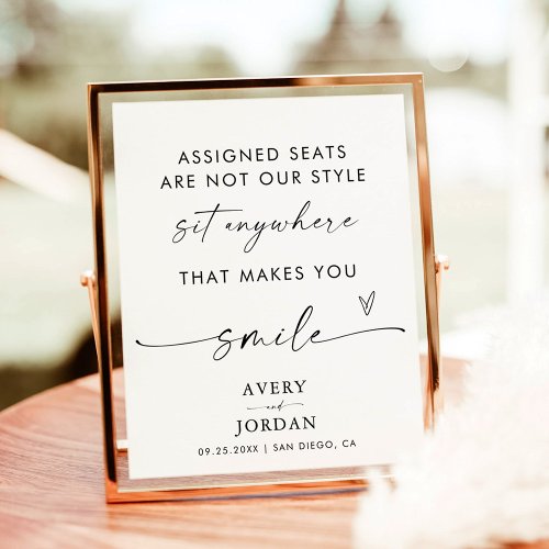 Open Seating Wedding Sign  No Assigned Seats 