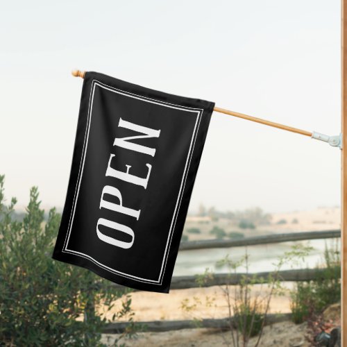 Open Sign Black Shop Business Minimal Flag