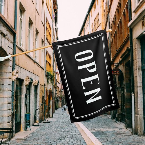 Open Sign Black Shop Business Minimal Flag