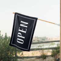 Open Sign Dark Blue Shop Business Minimal Flag