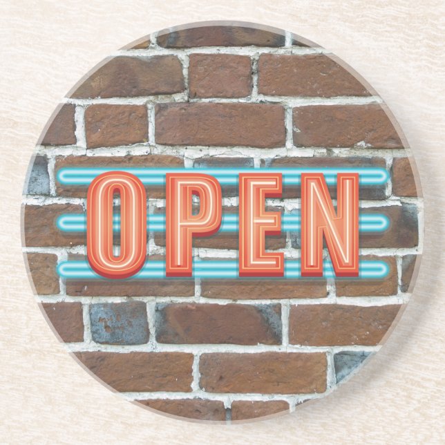 OPEN SIGN DRINK COASTER (Front)