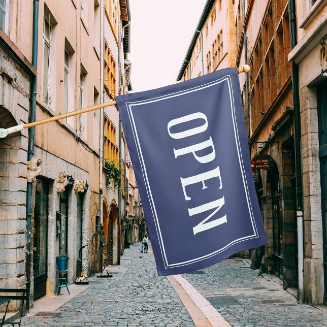 Open Sign Dusty Blue Shop Business Minimal Flag (Creator Uploaded)
