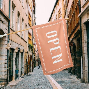 Open Sign Peach Shop Business Minimal Flag