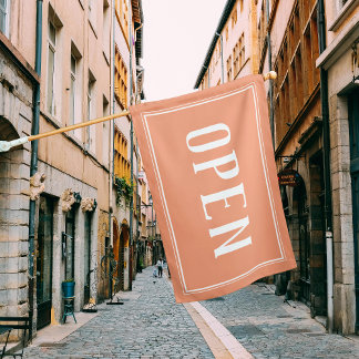 Open Sign Peach Shop Business Minimal Flag