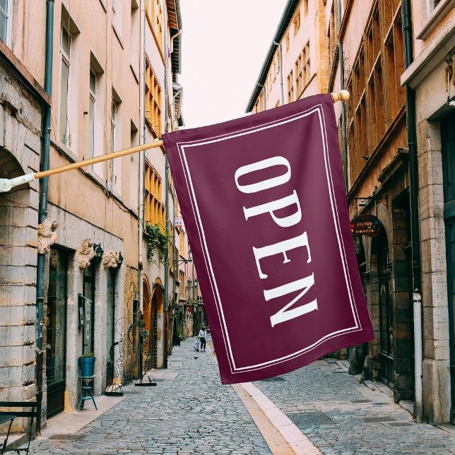 Open Sign Plum Shop Business Minimal Flag (Creator Uploaded)