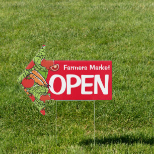 Open Sign Produce Vegetable Farm