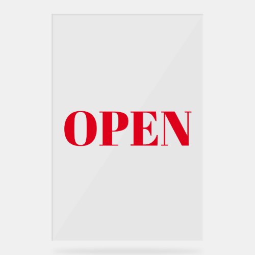Open Sign Typography Minimalist Red Simple Large